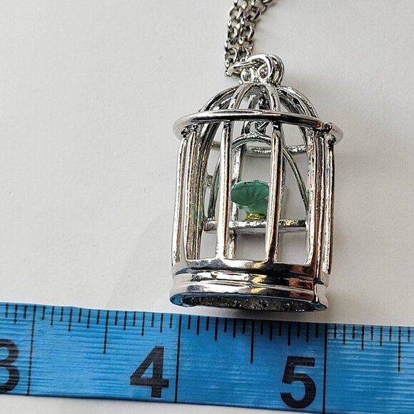Bird In A Cage Pendant Necklace - Picture 8 of 12